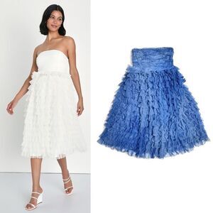 Lulus Strapless Tiered Midi Dress XL Hoco Prom Fairygoth Ballet Chappell Roan